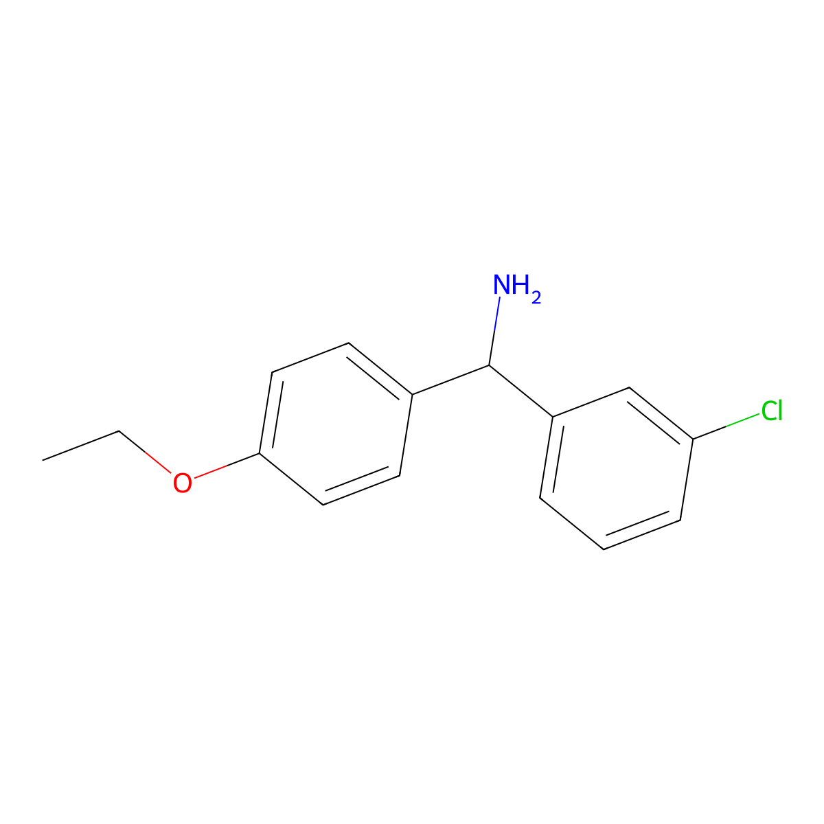 (3-Chlorophenyl)(4-ethoxyphenyl)methanamine molecular structure, CAS 1020997-79-8