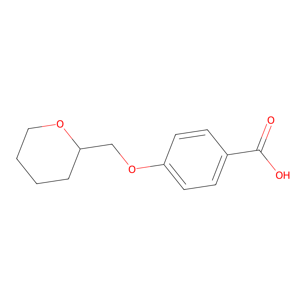 4-((Tetrahydro-2H-pyran-2-yl)methoxy)benzoic acid molecular structure, CAS 1020999-22-7