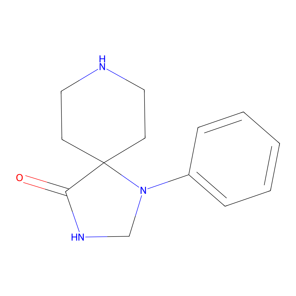 1-Phenyl-1,3,8-triazaspiro(4.5)decan-4-one molecular structure, CAS 1021-25-6