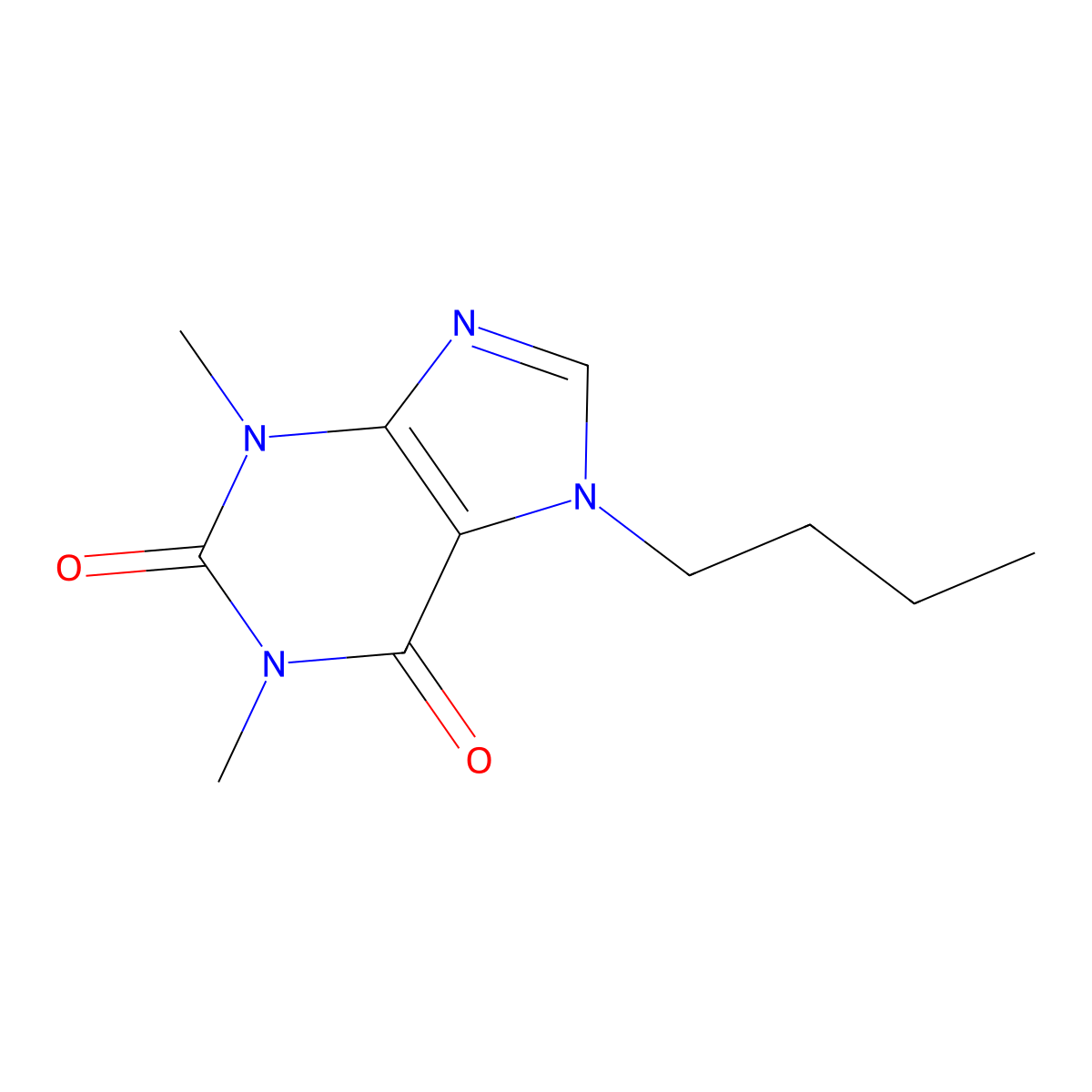 7-Butyl-3,7-dihydro-1,3-dimethyl-1H-purine-2,6-dione molecular structure, CAS 1021-65-4