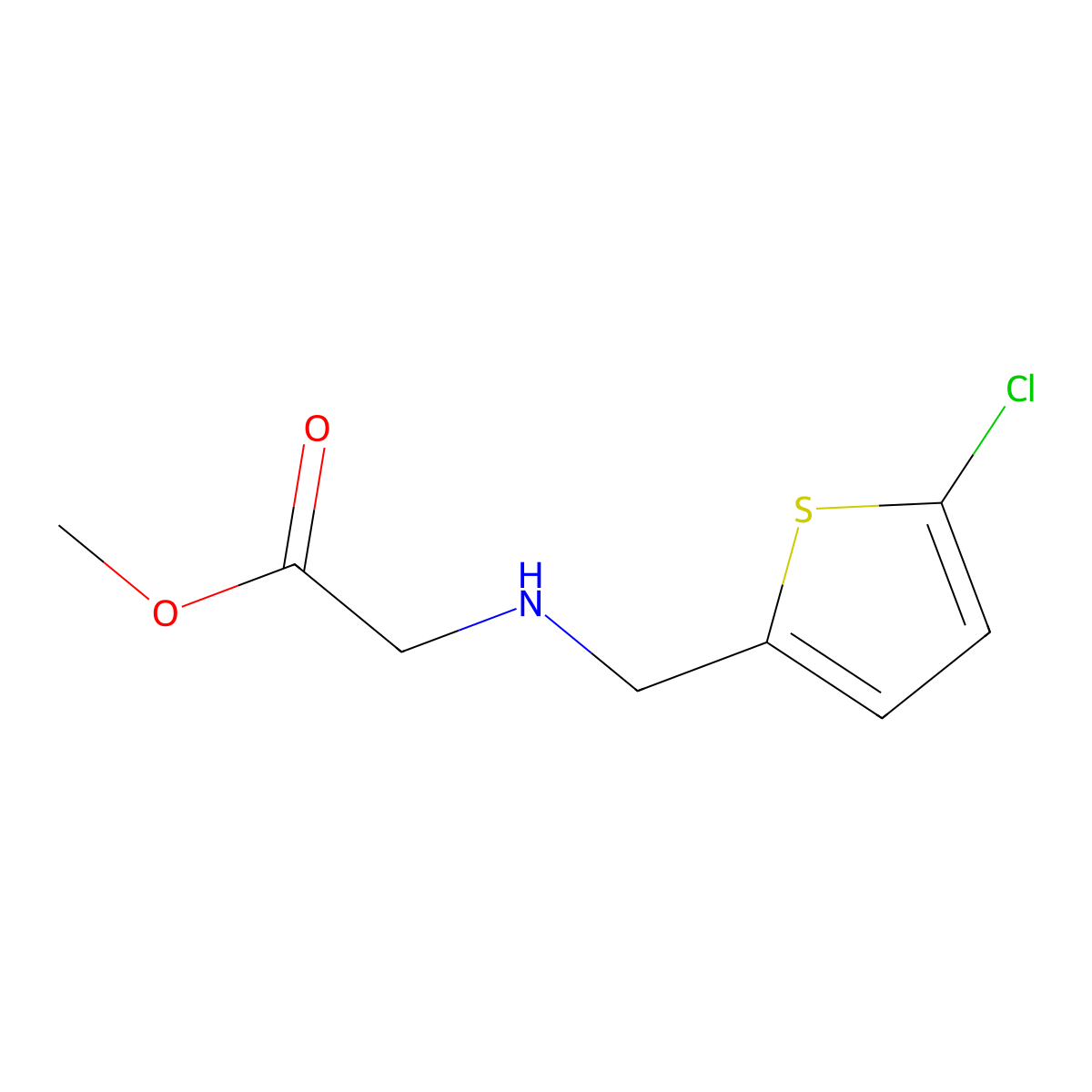 Methyl 2-{[(5-chlorothiophen-2-yl)methyl]amino}acetate molecular structure, CAS 1021000-80-5