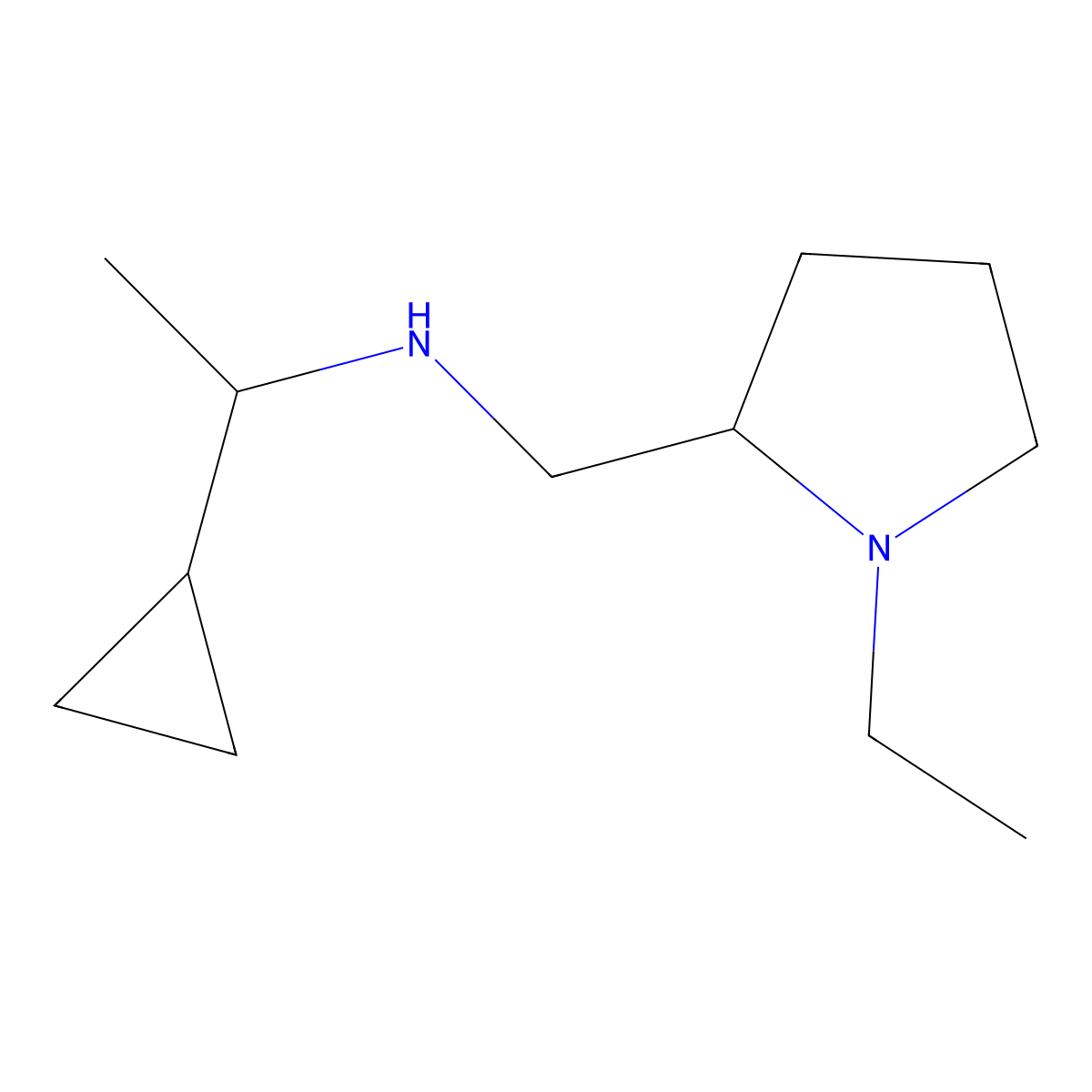 (1-Cyclopropylethyl)[(1-ethylpyrrolidin-2-YL)methyl]amine molecular structure, CAS 1021000-97-4