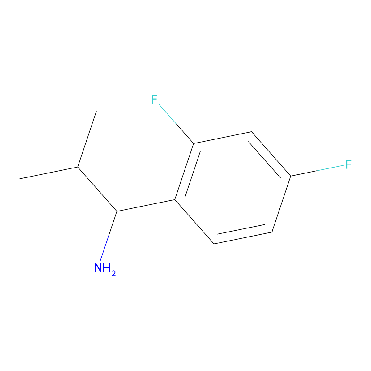 1-(2,4-Difluorophenyl)-2-methylpropan-1-amine molecular structure, CAS 1021001-13-7