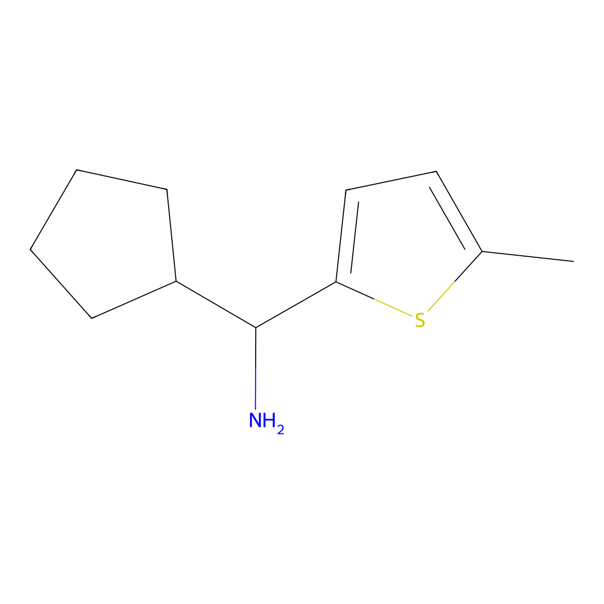 Cyclopentyl(5-methylthiophen-2-yl)methanamine molecular structure, CAS 1021007-25-9