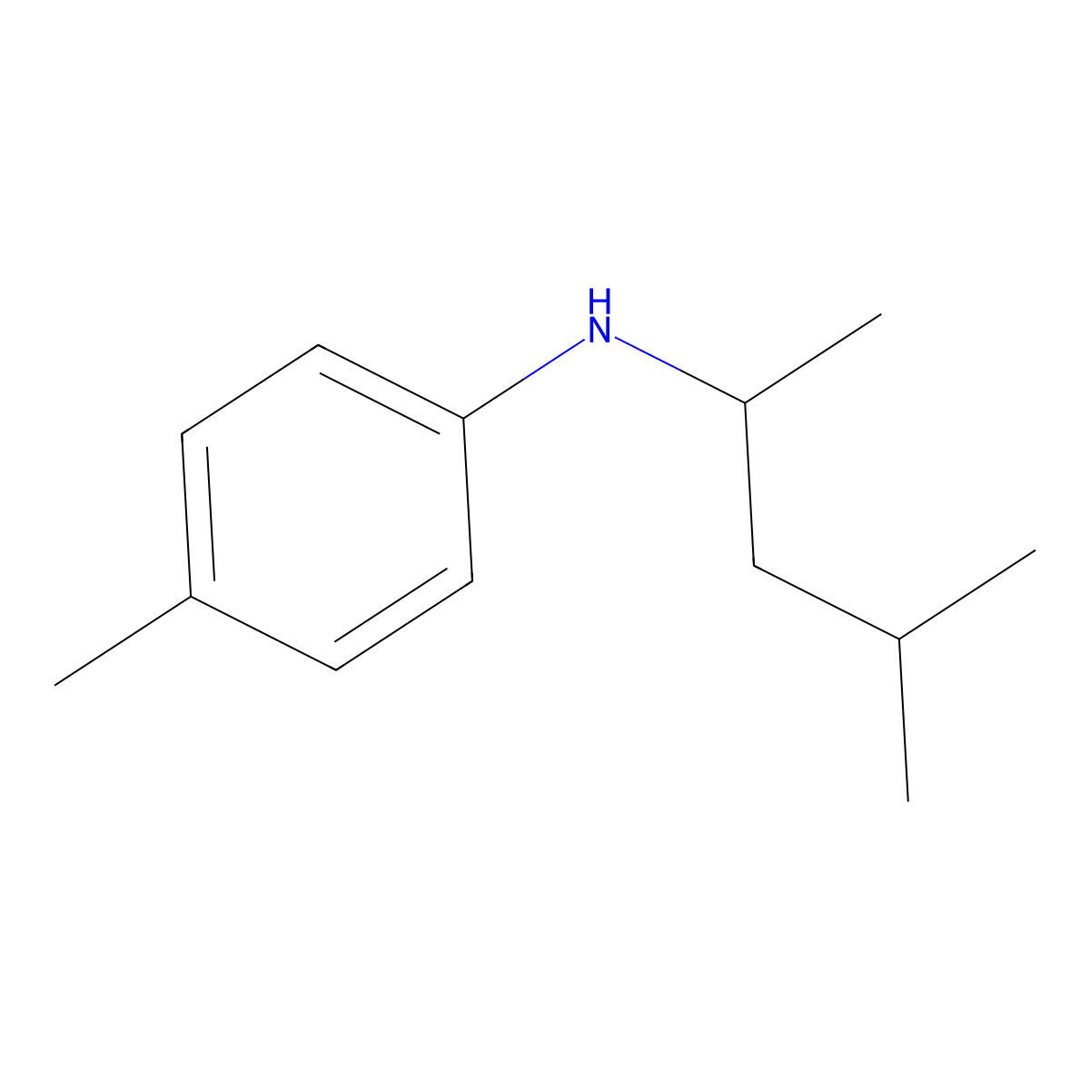 4-methyl-N-(4-methylpentan-2-yl)aniline molecular structure, CAS 1021010-58-1