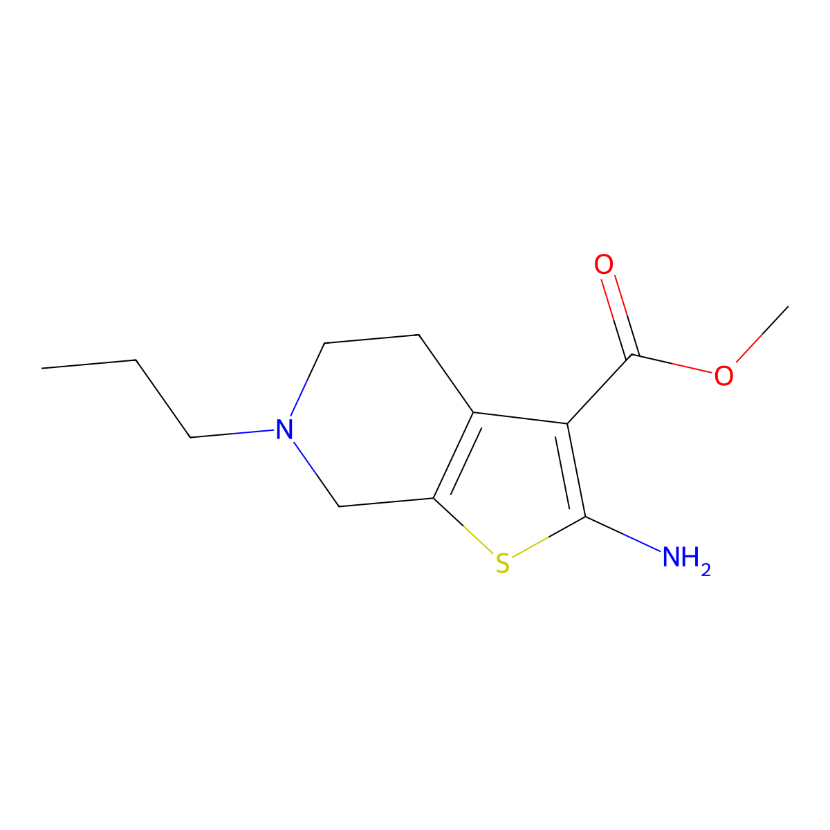 Methyl 2-amino-6-propyl-4,5,6,7-tetrahydrothieno[2,3-c]pyridine-3-carboxylate molecular structure, CAS 1021014-97-0