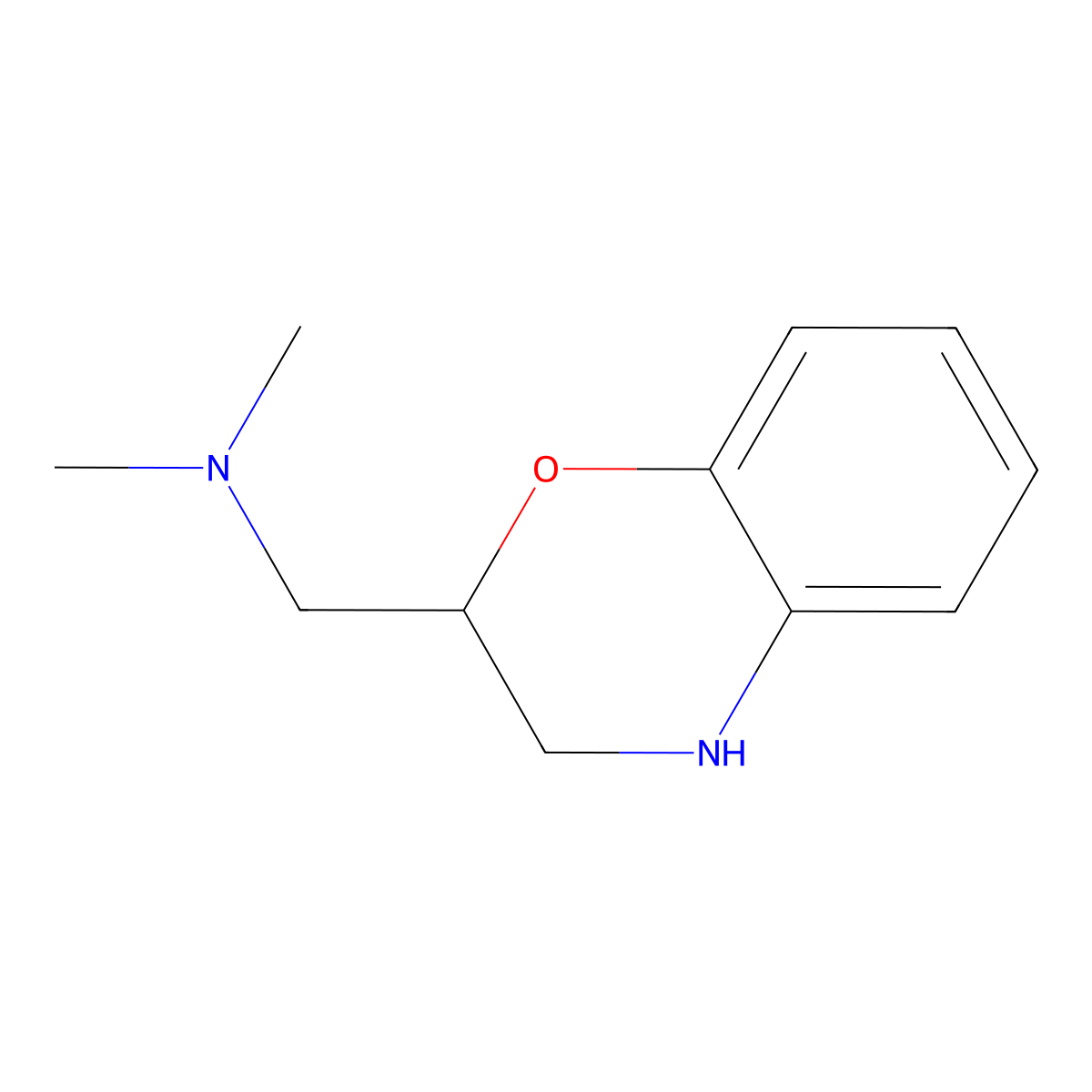 (3,4-dihydro-2H-1,4-benzoxazin-2-ylmethyl)dimethylamine molecular structure, CAS 1021016-53-4
