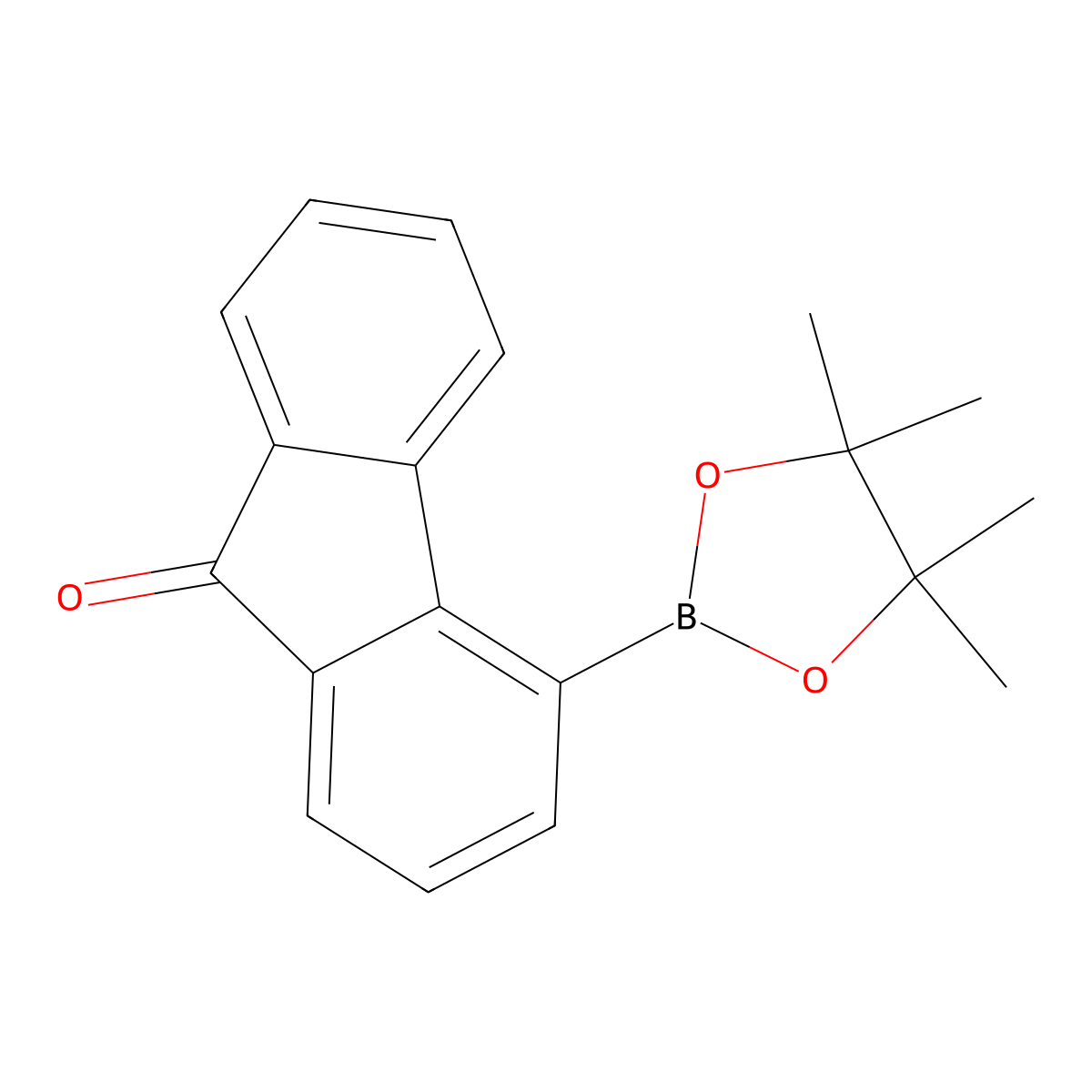 4-(4,4,5,5-Tetramethyl-1,3,2-dioxaborolan-2-YL)-9H-fluoren-9-one molecular structure, CAS 1021018-93-8