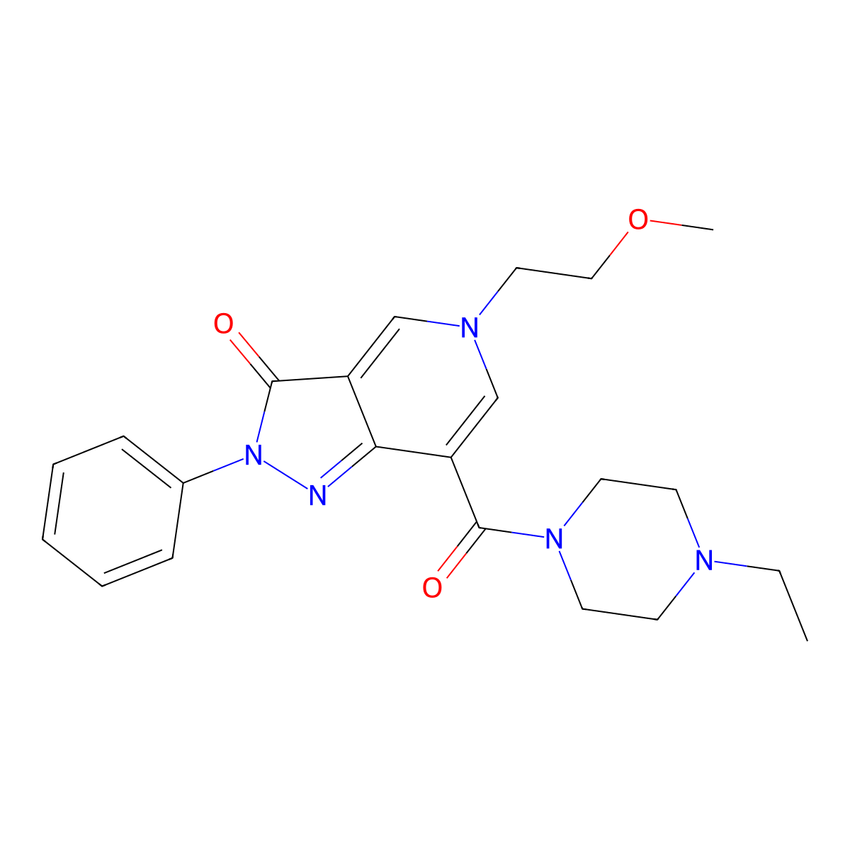 7-(4-ethylpiperazine-1-carbonyl)-5-(2-methoxyethyl)-2-phenyl-2H-pyrazolo[4,3-c]pyridin-3(5H)-one molecular structure, CAS 1021020-19-8