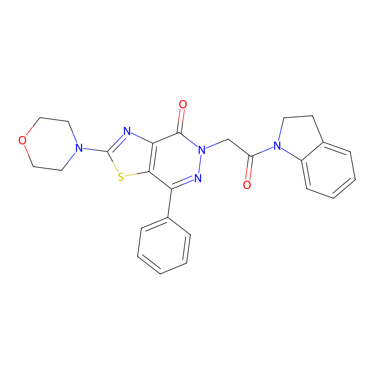 5-(2-(indolin-1-yl)-2-oxoethyl)-2-morpholino-7-phenylthiazolo[4,5-d]pyridazin-4(5H)-one molecular structure, CAS 1021020-20-1