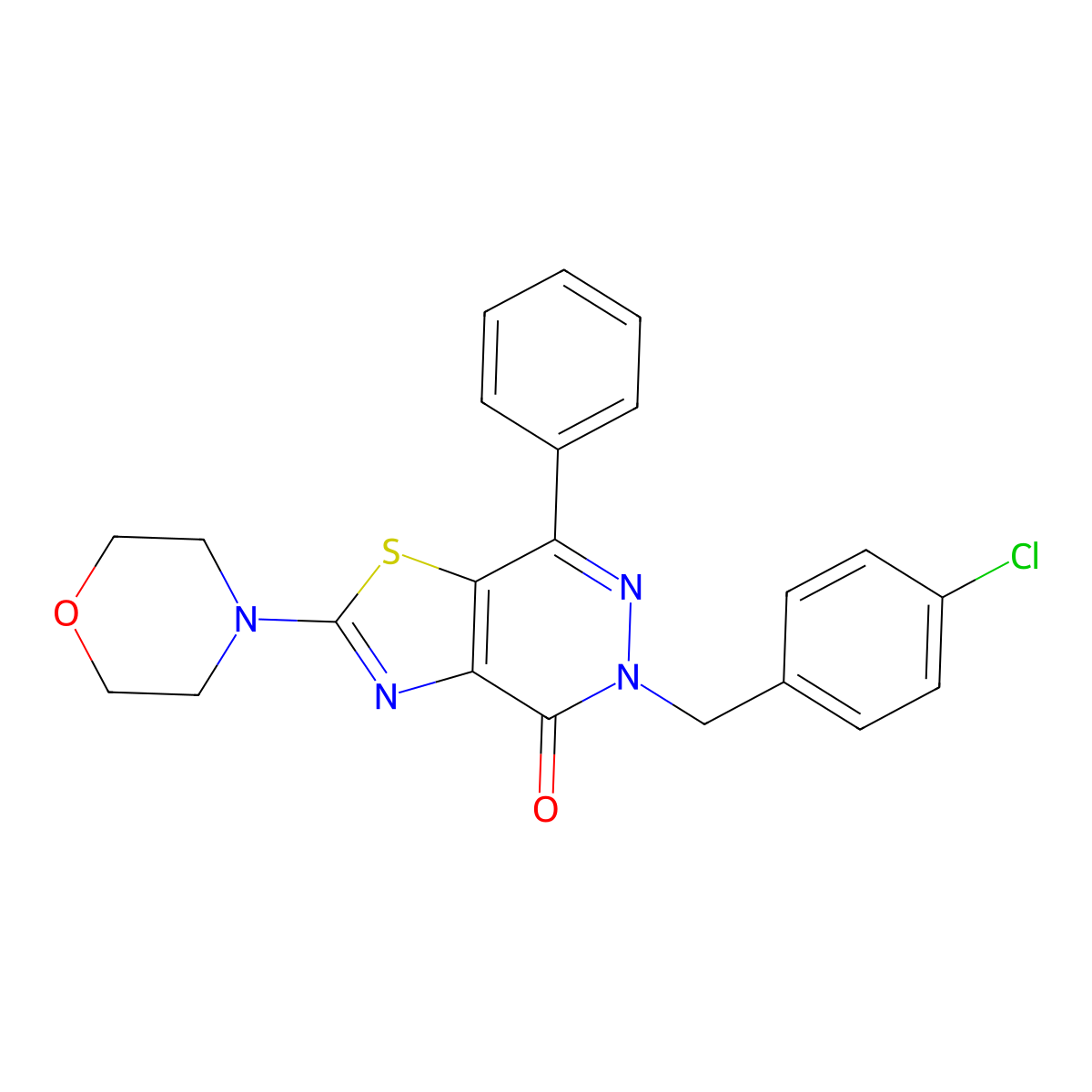 5-(4-chlorobenzyl)-2-morpholino-7-phenylthiazolo[4,5-d]pyridazin-4(5H)-one molecular structure, CAS 1021020-22-3