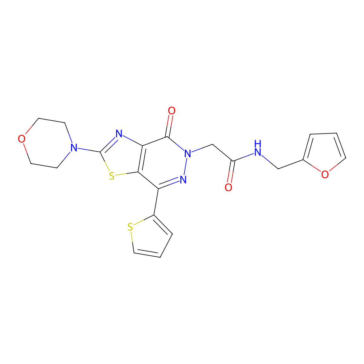 N-(furan-2-ylmethyl)-2-(2-morpholino-4-oxo-7-(thiophen-2-yl)thiazolo[4,5-d]pyridazin-5(4H)-yl)acetamide molecular structure, CAS 1021020-25-6