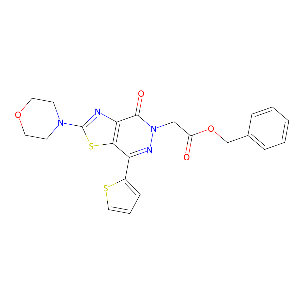 benzyl 2-(2-morpholino-4-oxo-7-(thiophen-2-yl)thiazolo[4,5-d]pyridazin-5(4H)-yl)acetate molecular structure, CAS 1021020-27-8