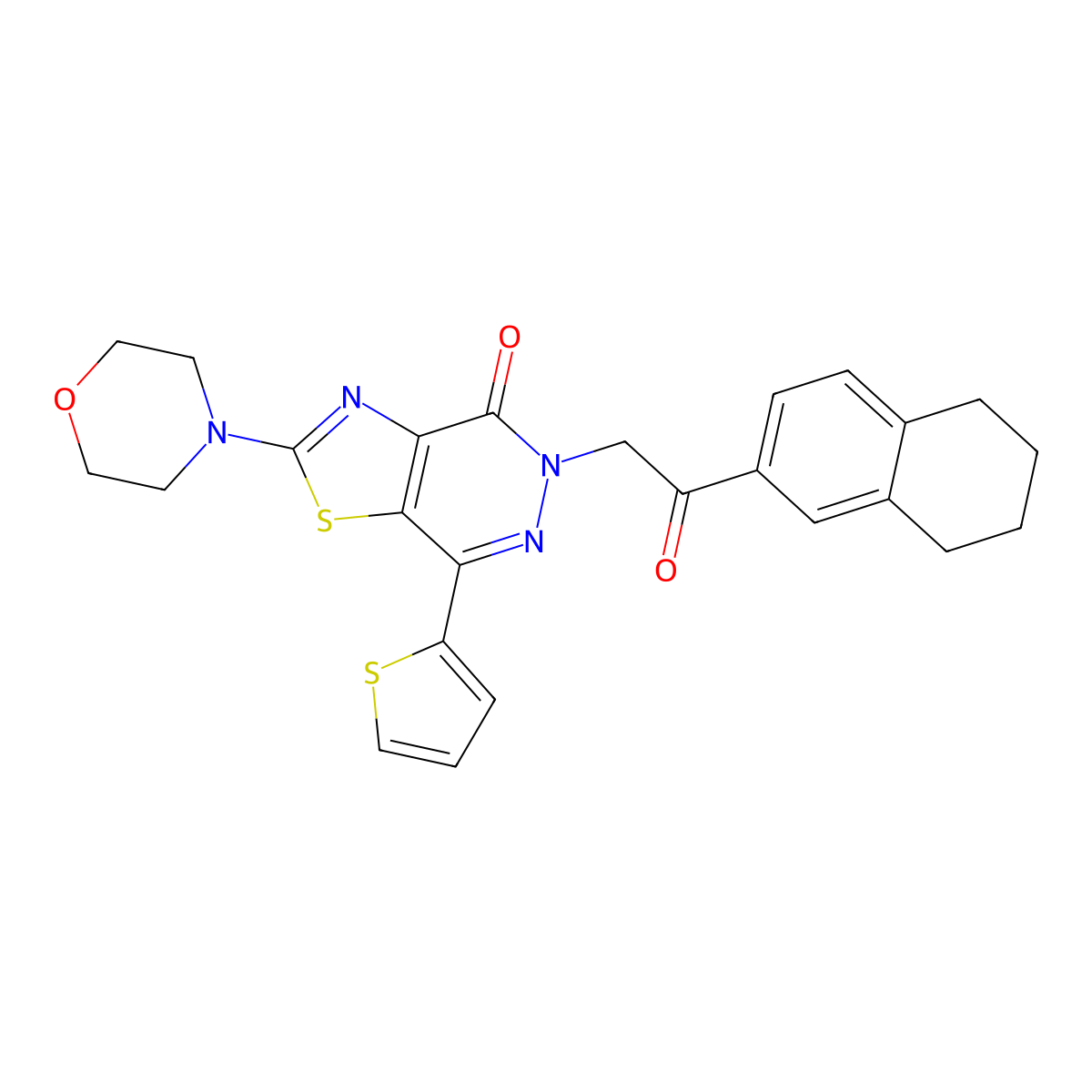 2-morpholino-5-(2-oxo-2-(5,6,7,8-tetrahydronaphthalen-2-yl)ethyl)-7-(thiophen-2-yl)thiazolo[4,5-d]pyridazin-4(5H)-one molecular structure, CAS 1021020-28-9
