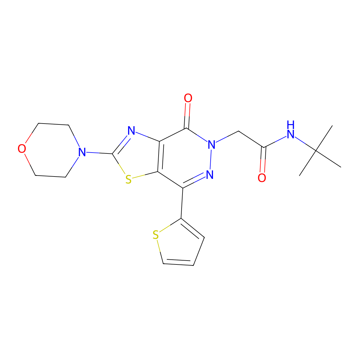 N-(tert-butyl)-2-(2-morpholino-4-oxo-7-(thiophen-2-yl)thiazolo[4,5-d]pyridazin-5(4H)-yl)acetamide molecular structure, CAS 1021020-29-0