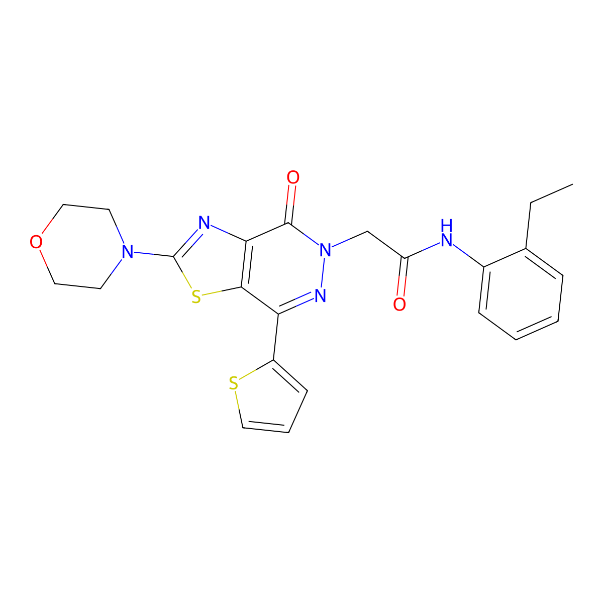 N-(2-ethylphenyl)-2-(2-morpholino-4-oxo-7-(thiophen-2-yl)thiazolo[4,5-d]pyridazin-5(4H)-yl)acetamide molecular structure, CAS 1021020-30-3