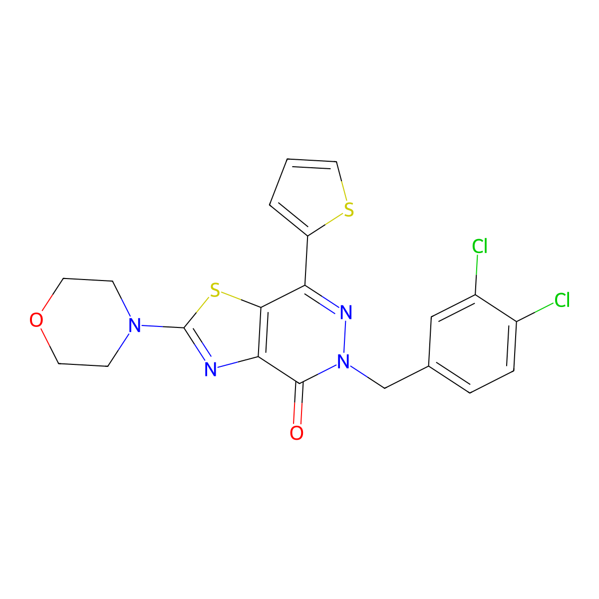 5-(3,4-dichlorobenzyl)-2-morpholino-7-(thiophen-2-yl)thiazolo[4,5-d]pyridazin-4(5H)-one molecular structure, CAS 1021020-32-5