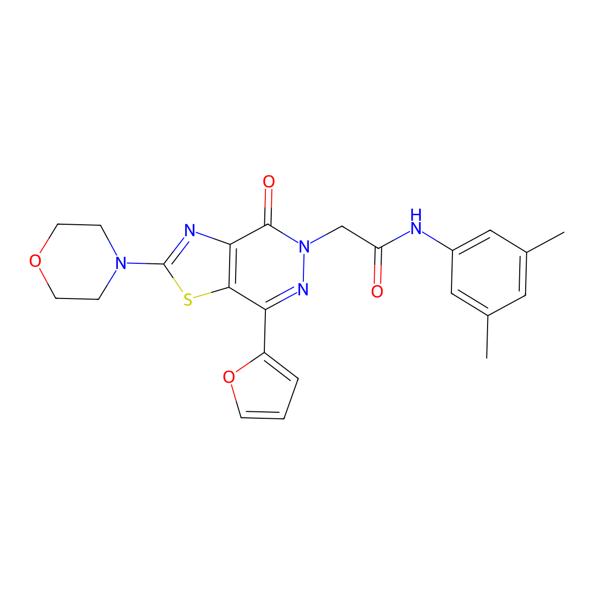 N-(3,5-dimethylphenyl)-2-(7-(furan-2-yl)-2-morpholino-4-oxothiazolo[4,5-d]pyridazin-5(4H)-yl)acetamide molecular structure, CAS 1021020-33-6