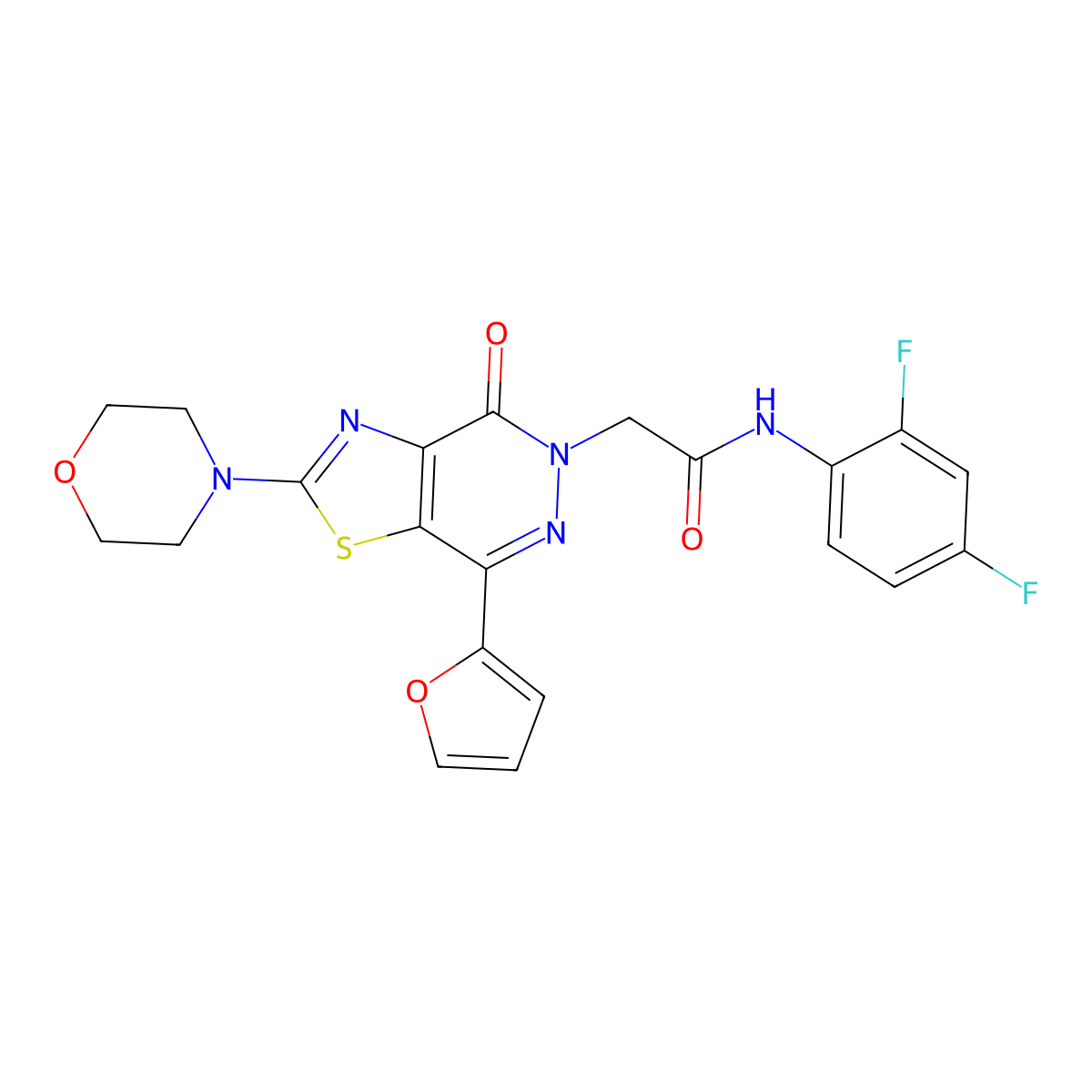 N-(2,4-difluorophenyl)-2-(7-(furan-2-yl)-2-morpholino-4-oxothiazolo[4,5-d]pyridazin-5(4H)-yl)acetamide molecular structure, CAS 1021020-34-7