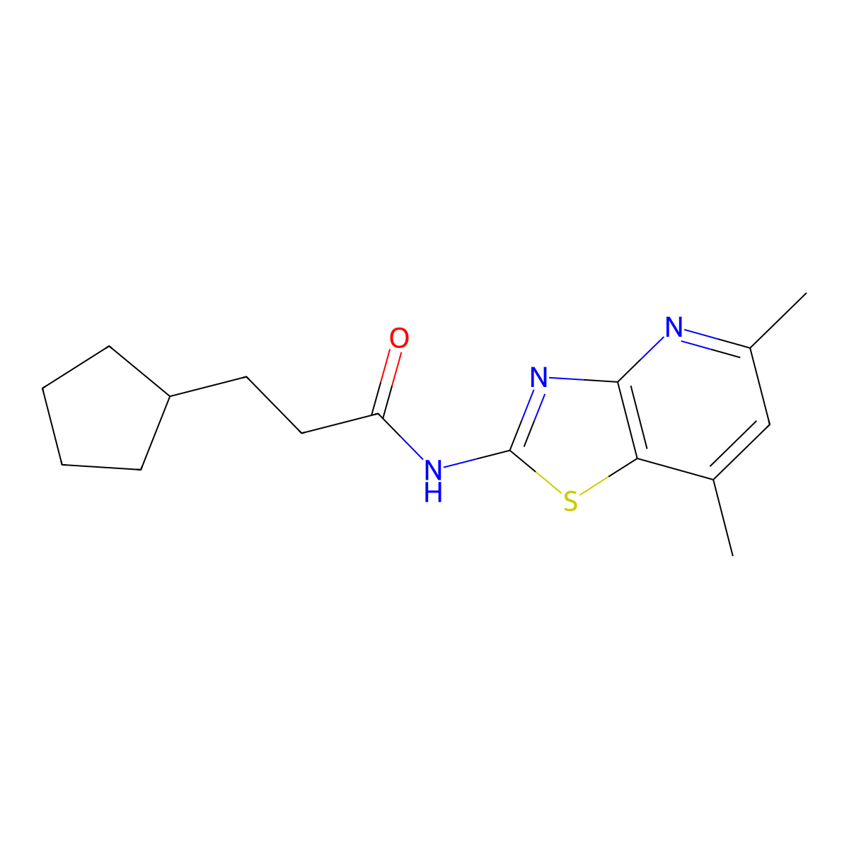 3-cyclopentyl-N-(5,7-dimethylthiazolo[4,5-b]pyridin-2-yl)propanamide molecular structure, CAS 1021020-40-5