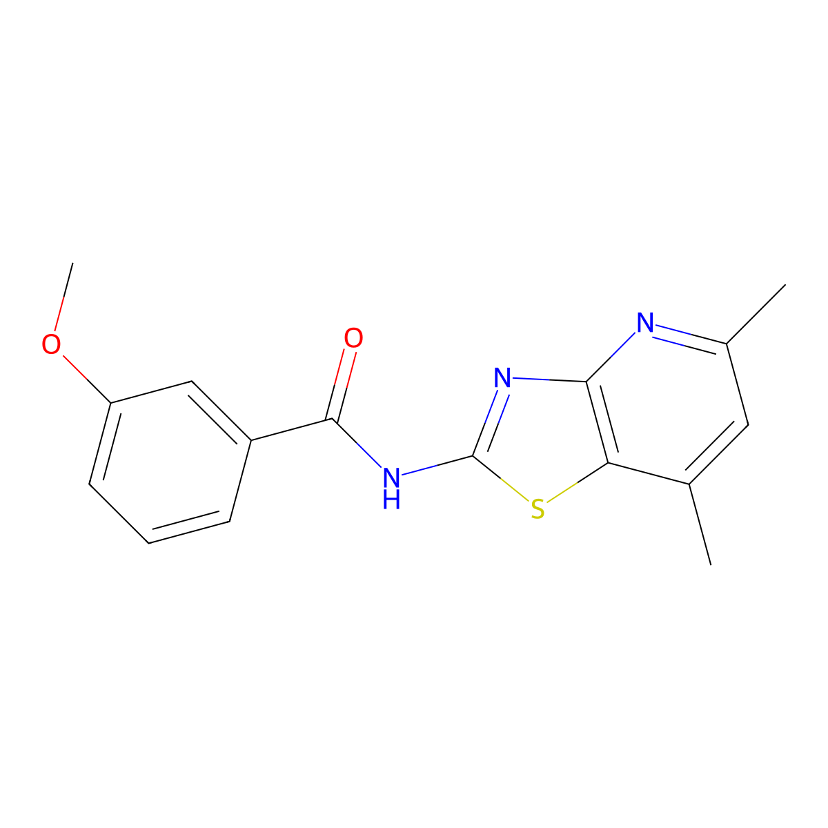 N-(5,7-dimethylthiazolo[4,5-b]pyridin-2-yl)-3-methoxybenzamide molecular structure, CAS 1021020-41-6