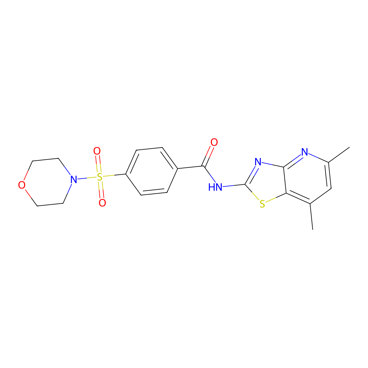 N-(5,7-dimethylthiazolo[4,5-b]pyridin-2-yl)-4-(morpholinosulfonyl)benzamide molecular structure, CAS 1021020-44-9