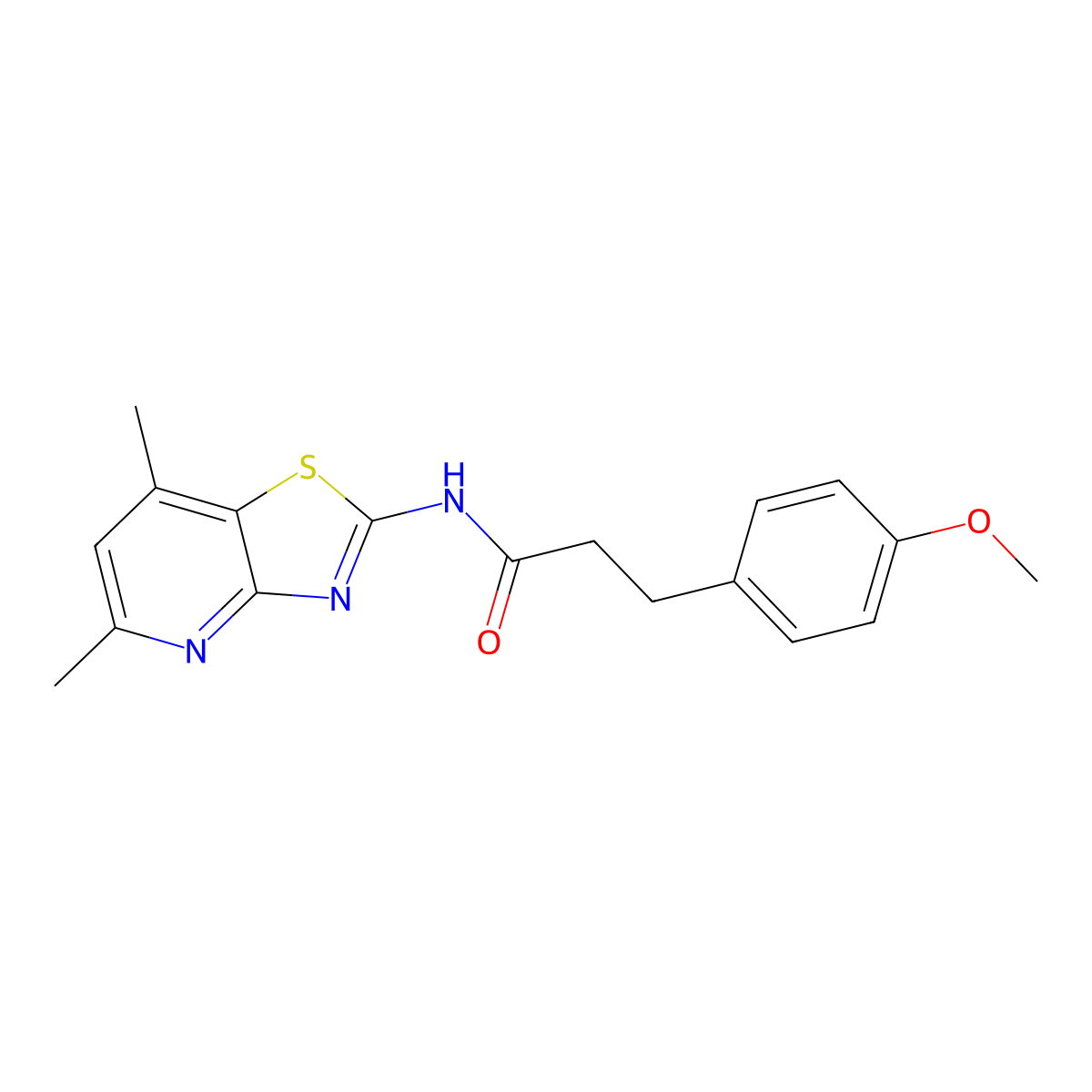 N-(5,7-dimethylthiazolo[4,5-b]pyridin-2-yl)-3-(4-methoxyphenyl)propanamide molecular structure, CAS 1021020-45-0