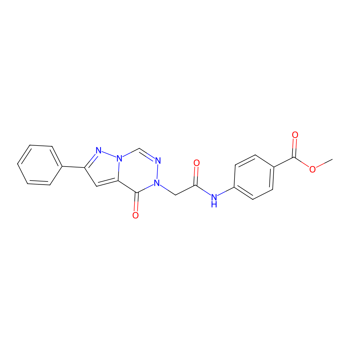 methyl 4-{[(4-oxo-2-phenylpyrazolo[1,5-d][1,2,4]triazin-5(4H)-yl)acetyl]amino}benzoate molecular structure, CAS 1021020-47-2