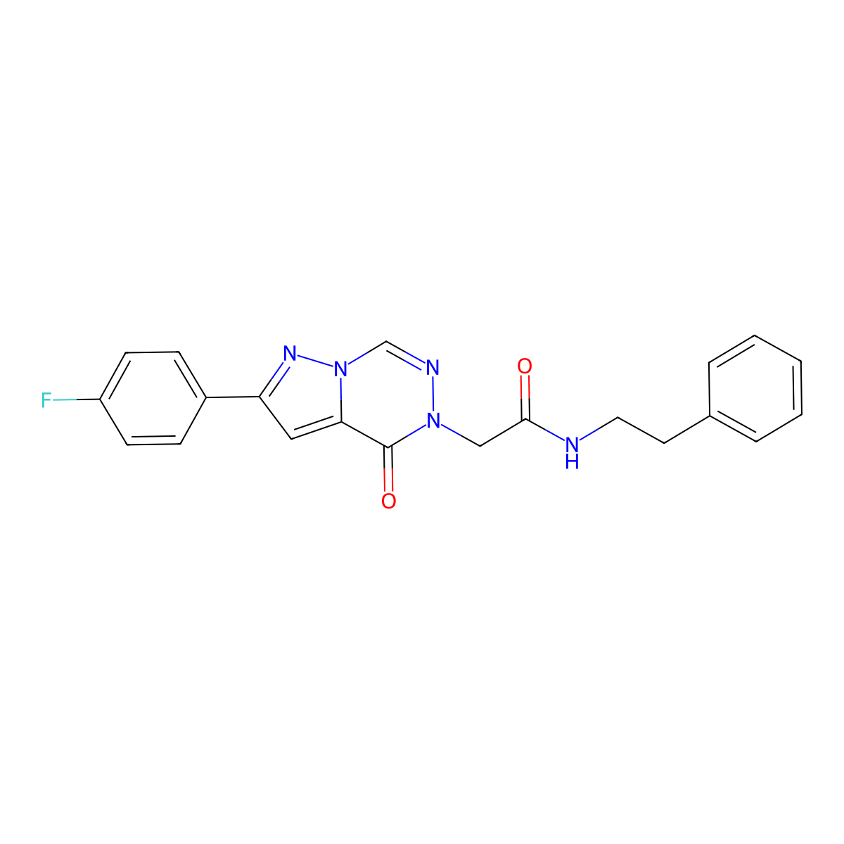 2-[2-(4-fluorophenyl)-4-oxopyrazolo[1,5-d][1,2,4]triazin-5(4H)-yl]-N-(2-phenylethyl)acetamide molecular structure, CAS 1021020-53-0