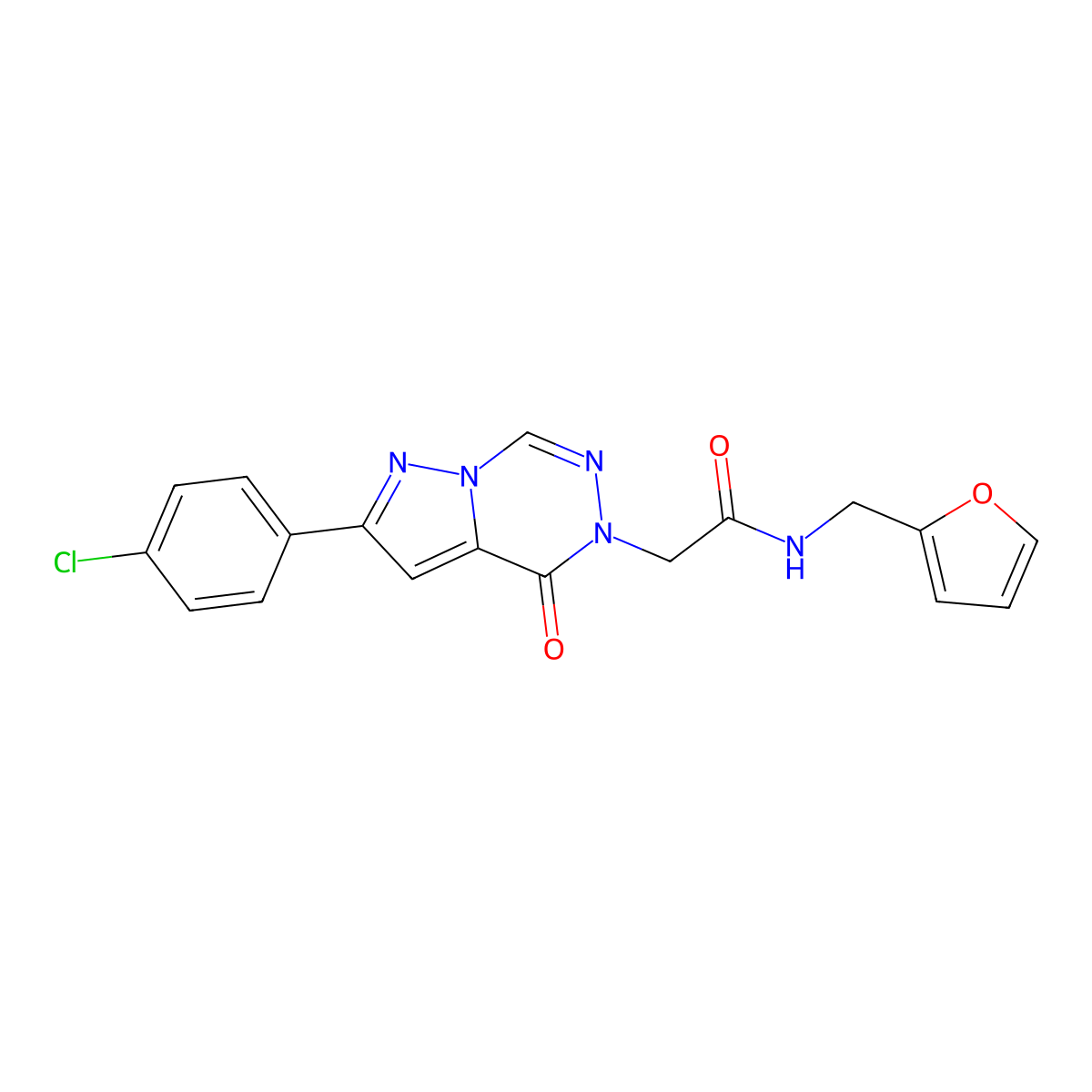2-(8-(4-chlorophenyl)-(oxo)pyrazolo[1,5-d][1,2,4]triazin-1-yl)-N-(furan-2-ylmethyl)acetamide molecular structure, CAS 1021020-58-5
