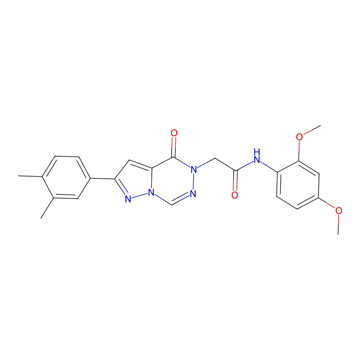 N-(2,4-dimethoxyphenyl)-2-(8-(3,4-dimethylphenyl)-(oxo)pyrazolo[1,5-d][1,2,4]triazin-1-yl)acetamide molecular structure, CAS 1021020-61-0