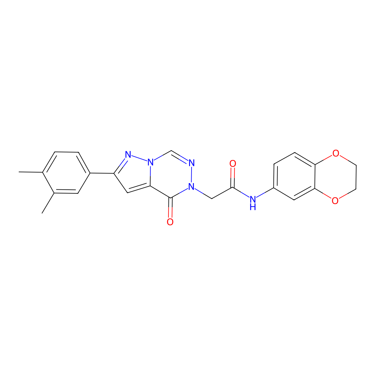 N-(2,3-dihydro-1,4-benzodioxin-6-yl)-2-[2-(3,4-dimethylphenyl)-4-oxopyrazolo[1,5-d][1,2,4]triazin-5(4H)-yl]acetamide molecular structure, CAS 1021020-65-4