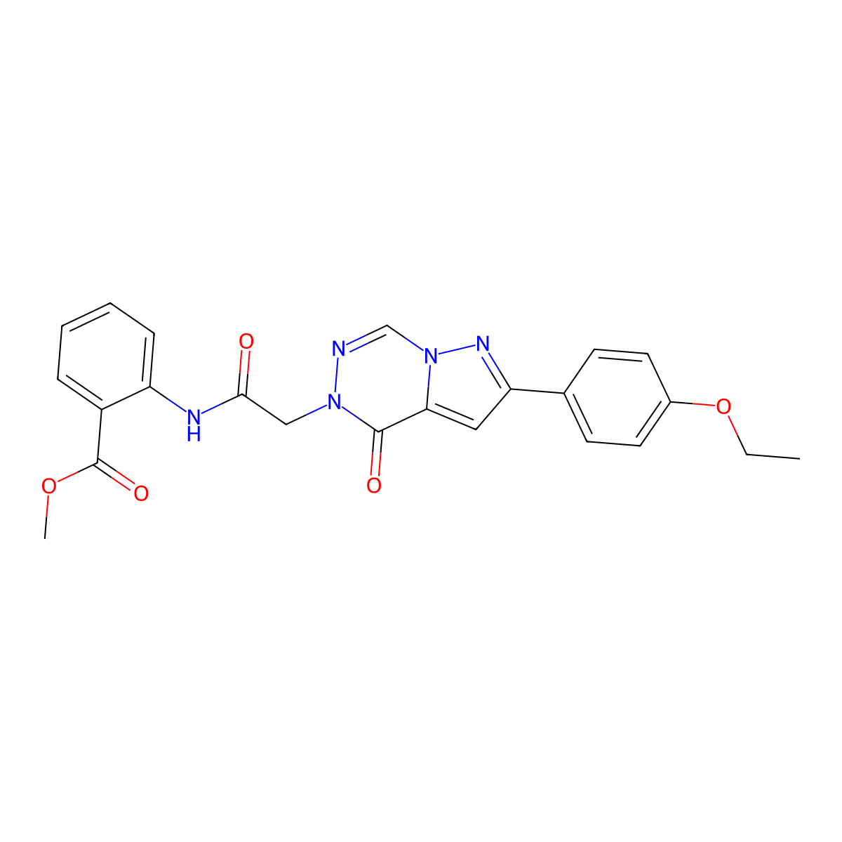 Methyl 2-(2-(8-(4-ethoxyphenyl)-(oxo)pyrazolo[1,5-d][1,2,4]triazin-1-yl)acetamido)benzoate molecular structure, CAS 1021020-69-8