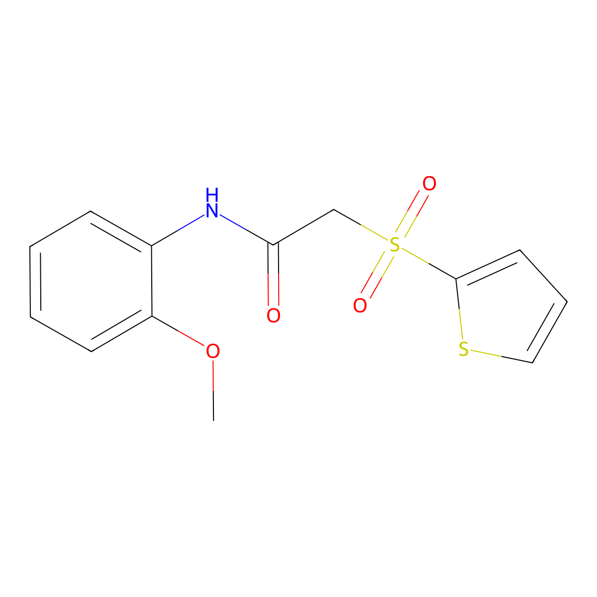 N-(2-methoxyphenyl)-2-(thiophen-2-ylsulfonyl)acetamide molecular structure, CAS 1021020-72-3
