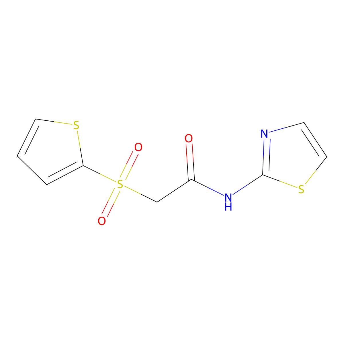 N-(1,3-thiazol-2-yl)-2-(thiophen-2-ylsulfonyl)acetamide molecular structure, CAS 1021020-73-4