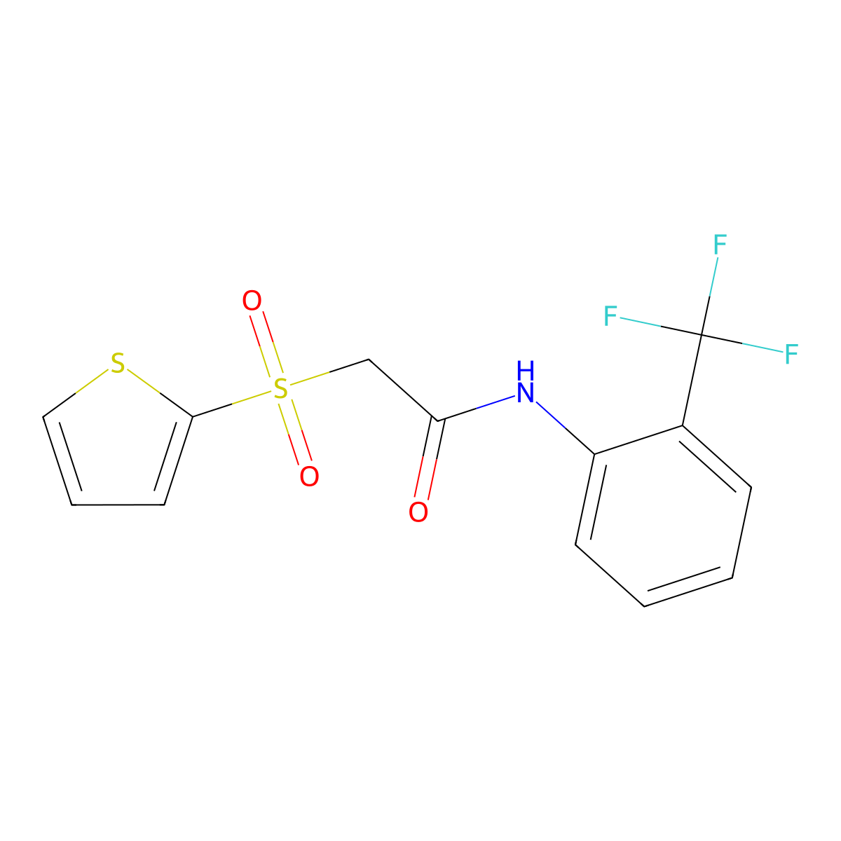 2-(thiophen-2-ylsulfonyl)-N-(2-(trifluoromethyl)phenyl)acetamide molecular structure, CAS 1021020-76-7