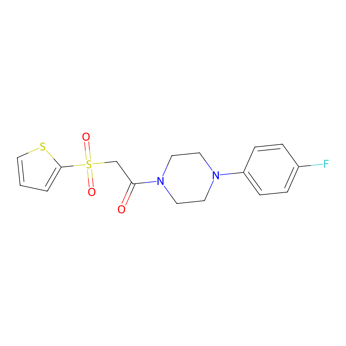 1-(4-(4-Fluorophenyl)piperazin-1-yl)-2-(thiophen-2-ylsulfonyl)ethanone molecular structure, CAS 1021020-79-0