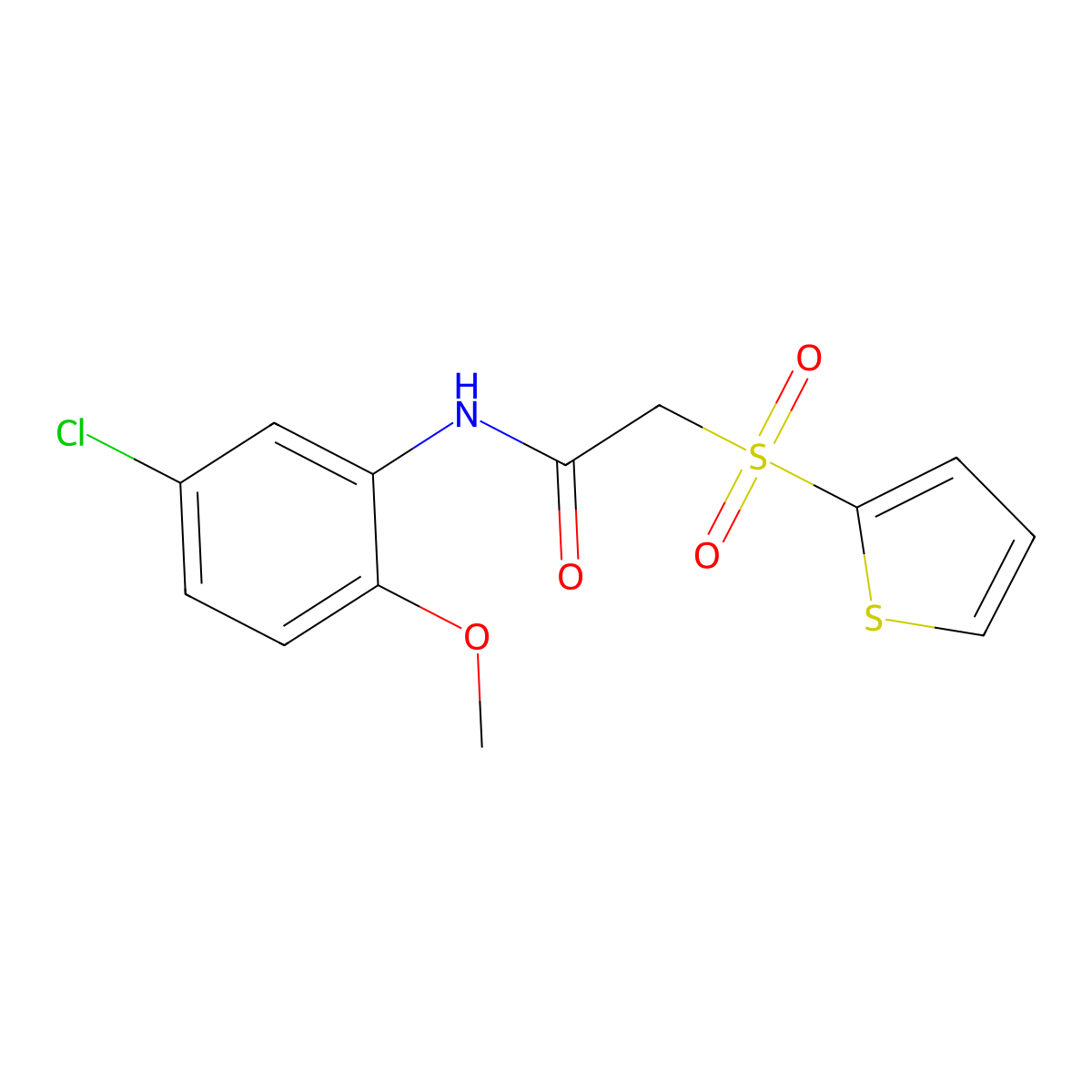 N-(5-chloro-2-methoxyphenyl)-2-(thiophen-2-ylsulfonyl)acetamide molecular structure, CAS 1021020-81-4