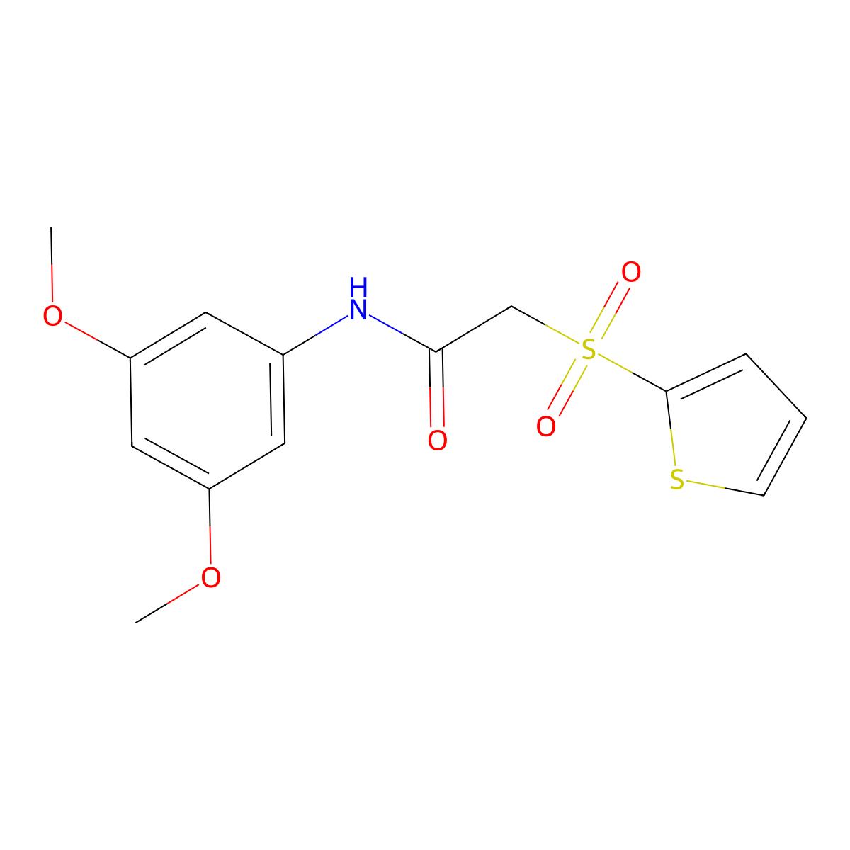 N-(3,5-dimethoxyphenyl)-2-(thiophen-2-ylsulfonyl)acetamide molecular structure, CAS 1021020-84-7