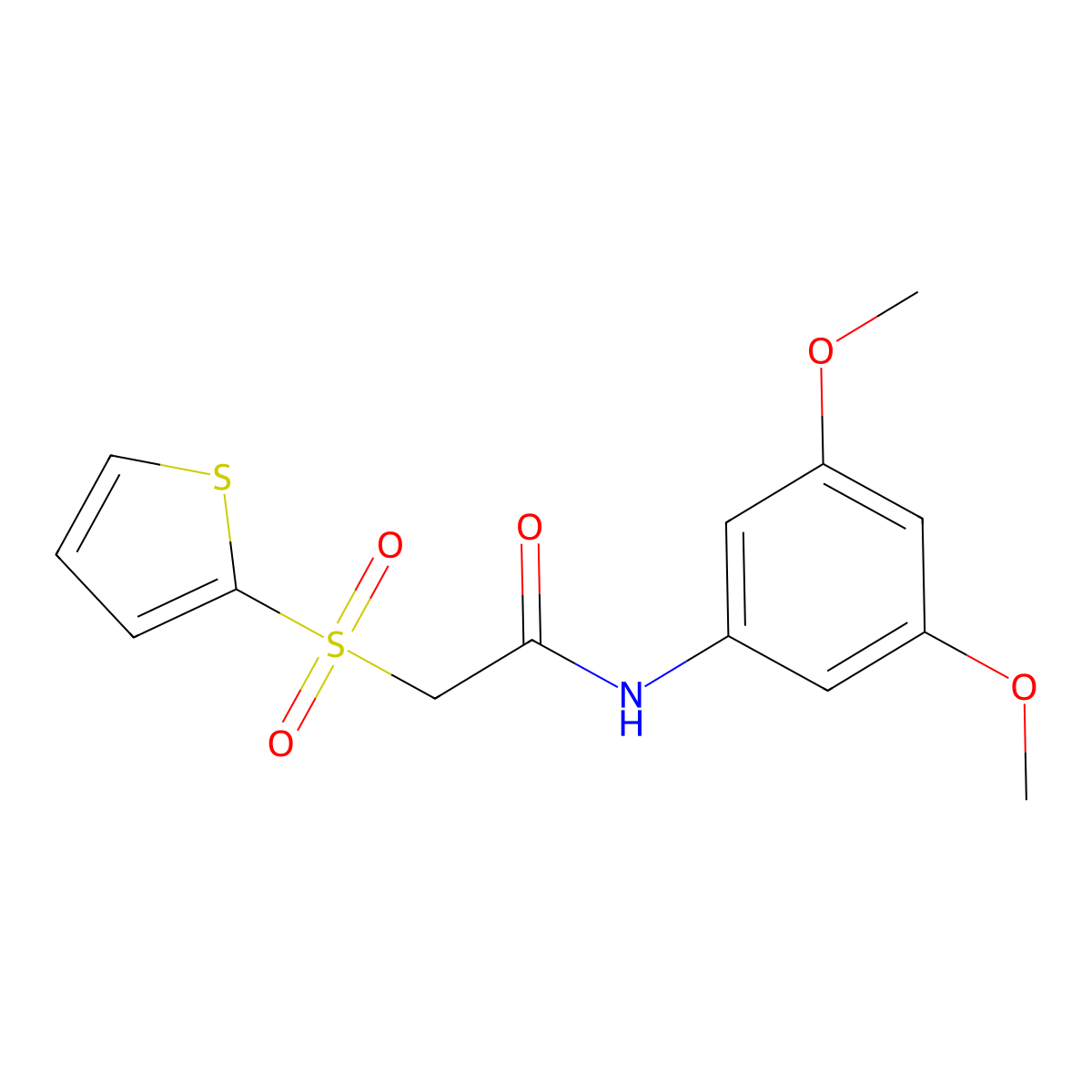 N-(3,5-dimethoxyphenyl)-2-(thiophen-2-ylsulfonyl)acetamide molecular structure, CAS 1021020-84-7