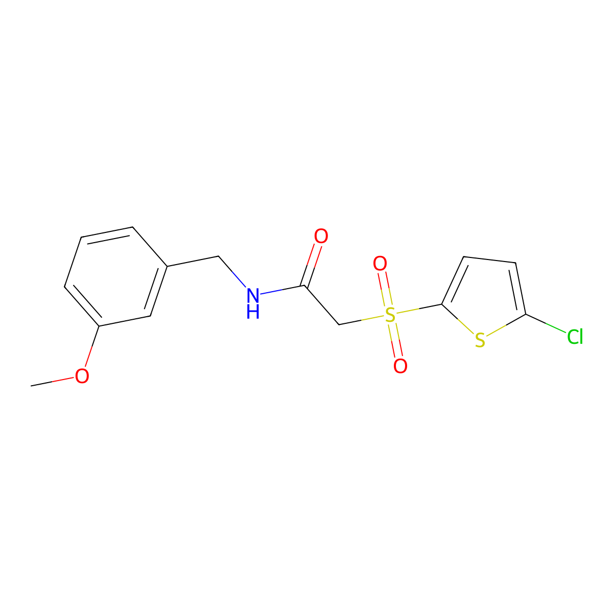 2-((5-chlorothiophen-2-yl)sulfonyl)-N-(3-methoxybenzyl)acetamide molecular structure, CAS 1021020-92-7