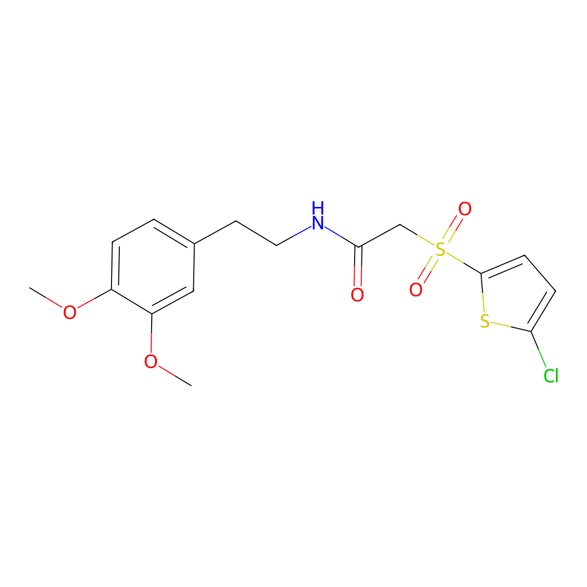 2-[(5-chlorothiophen-2-yl)sulfonyl]-N-[2-(3,4-dimethoxyphenyl)ethyl]acetamide molecular structure, CAS 1021020-93-8