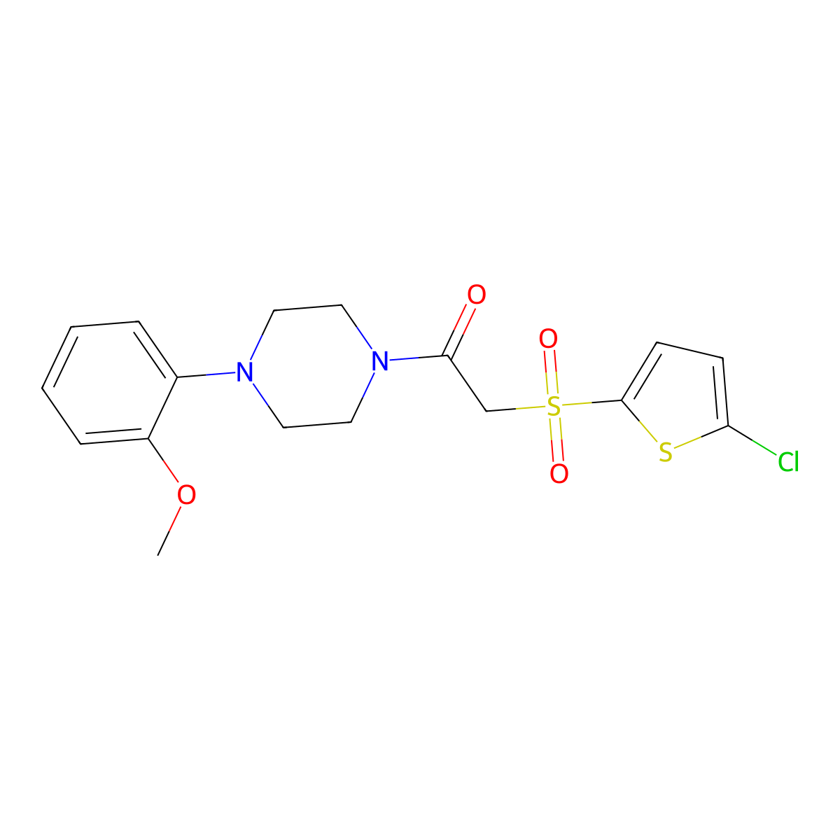 1-{[(5-Chloro-2-thienyl)sulfonyl]acetyl}-4-(2-methoxyphenyl)piperazine molecular structure, CAS 1021020-95-0