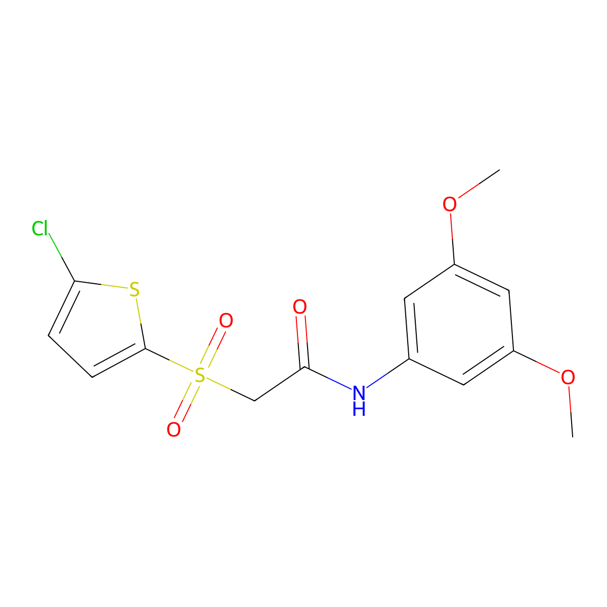 2-((5-chlorothiophen-2-yl)sulfonyl)-N-(3,5-dimethoxyphenyl)acetamide molecular structure, CAS 1021020-98-3
