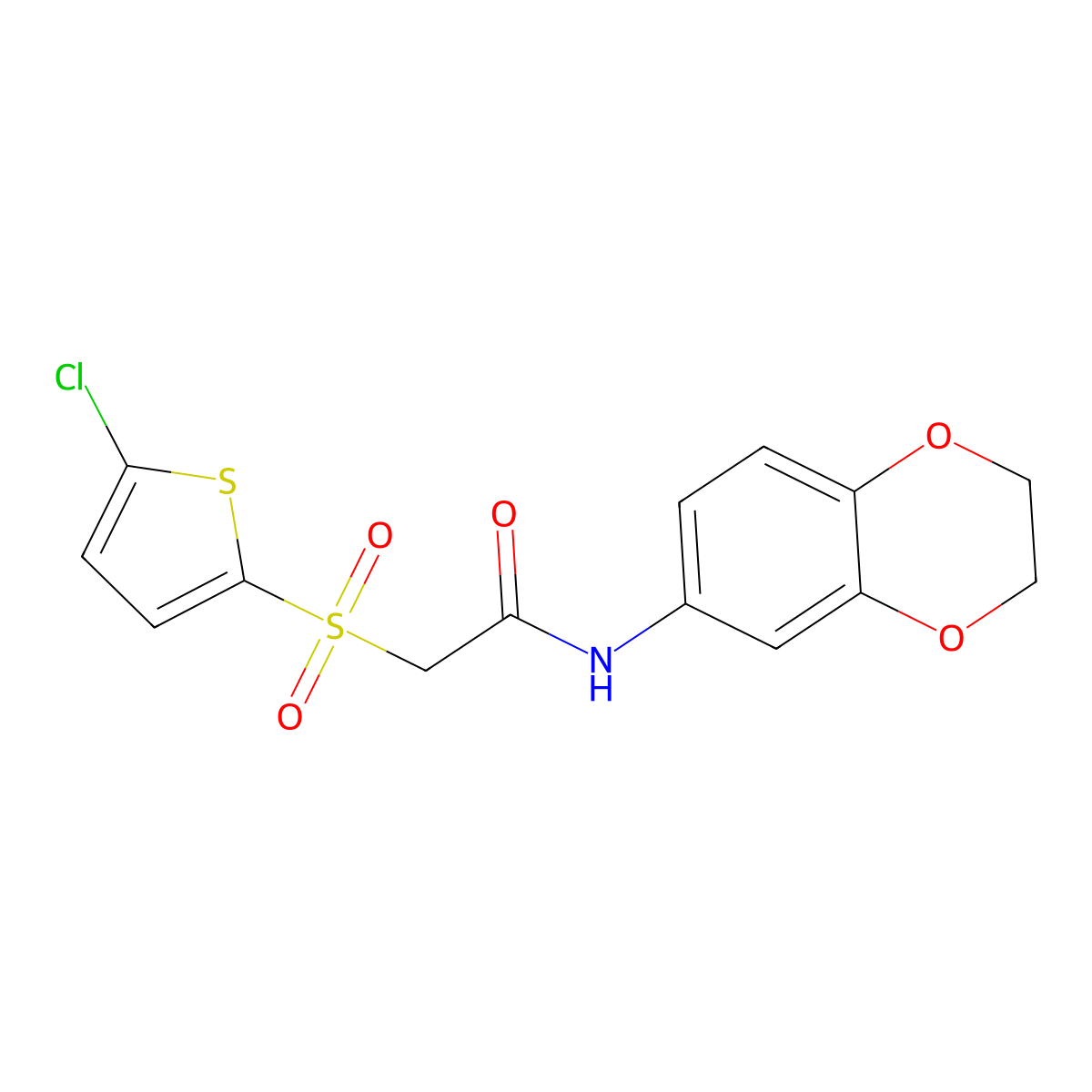 2-((5-chlorothiophen-2-yl)sulfonyl)-N-(2,3-dihydrobenzo[b][1,4]dioxin-6-yl)acetamide molecular structure, CAS 1021021-00-0