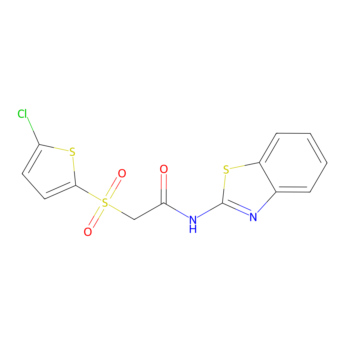 N-(1,3-benzothiazol-2-yl)-2-[(5-chlorothiophen-2-yl)sulfonyl]acetamide molecular structure, CAS 1021021-02-2