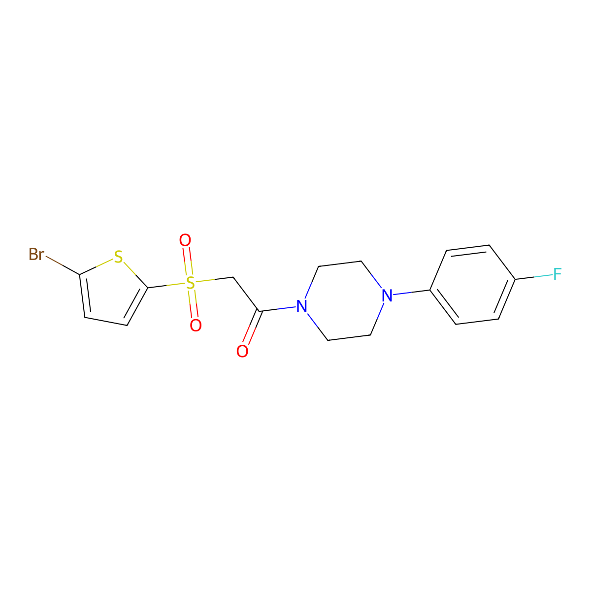 1-{[(5-Bromo-2-thienyl)sulfonyl]acetyl}-4-(4-fluorophenyl)piperazine molecular structure, CAS 1021021-04-4