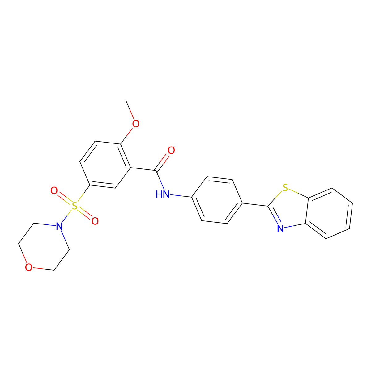 N-[4-(1,3-benzothiazol-2-yl)phenyl]-2-methoxy-5-(morpholin-4-ylsulfonyl)benzamide molecular structure, CAS 1021021-23-7