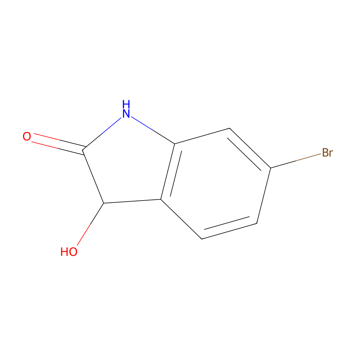 6-bromo-3-hydroxy-2,3-dihydro-1H-indol-2-one molecular structure, CAS 1021021-75-9