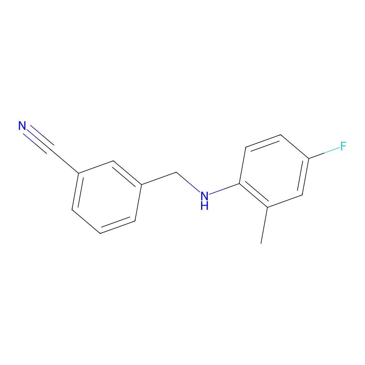 3-{[(4-Fluoro-2-methylphenyl)amino]methyl}benzonitrile molecular structure, CAS 1021022-20-7